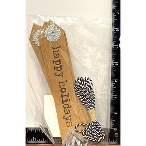 Happy Holidays Brown Kraft Paper Gift Tags With silver Glitter & String 6 pack